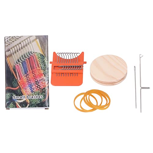 Mini Machine Weaving Holzhandwerk Werkzeug handgefertigtes DIY -Web -Kit für Kinder Erwachsene Kunstprojekte Kiefer Holz Edelstahl 6,5 cm Brett 10 Haken (Orange) von Pilipane