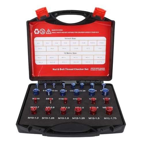 Nussschraubengewinde -Überprüfung Imperial Metric Aluminium Hochgenauigkeits Gewindekästchen zum Überprüfen von Gewindeloch Fixed Bolt Professionelles Werkzeug für (26pcs) von Pilipane