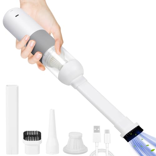 Pilipane 20.000 Pa Mini Autostaubsauger um 360° Drehbar,Handstaubsauger,Geräuscharm Tragbarer Handstaubsauger für Die Haarreinigung von Haustieren Im Auto Büro Zuhause(Weiß+Grau) von Pilipane