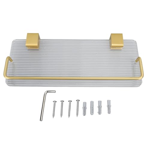 Pilipane Badezimmer Wandregal Floating Shelf Rost Proof wasserdichte Moderne Acrylplatte Wandmontage Lagerregal für Handtuch Toilettenartikel Organisation Badezimmer Küche Küche (30 cm) von Pilipane