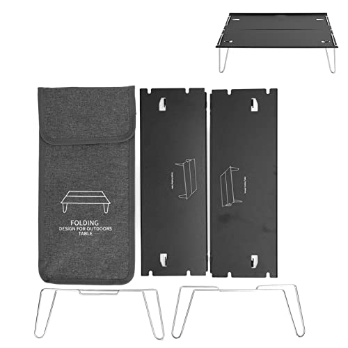 Pilipane Falten Camping Tisch im Freien tragbare Aluminiumlegierung Ultra Light Mini Klapptisch Multifunktion Camping Table Schwarz für Rucksack -Camping -Wanderwanderungsjagd -Fischerei von Pilipane