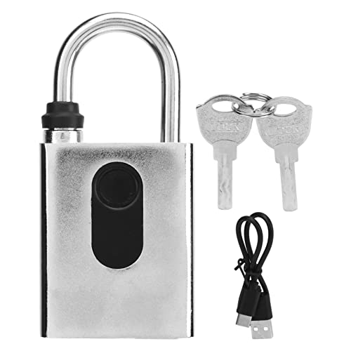 Pilipane Fingerabdruck Vorhängeschloss Smart Lock Bluetooth App Key Entsperren Zinklegierung Edelstahl Stahlstruktur für Eisen -Türschrank Garage 2 Tasten enthalten von Pilipane