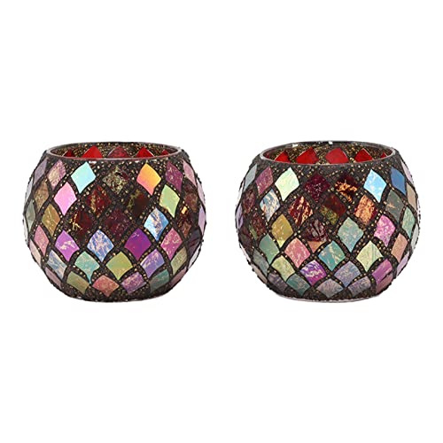Pilipane Handgefertigte Mosaik-Kerzenhalter aus Glas, 2er-Set Für Teelichter Und LED-Kerzen Und Mosaik-Duftkerzenhalter, Teelicht-Kerzenhalter aus Glas Pilipane Handgefertigte Mosaik-Kerzenhalter aus Glas, 2er-Set Für Teelichter Und LED-Kerzen Und Mosaik-Duftkerzenhalter, Teelicht-Kerzenhalter aus Glas von Pilipane