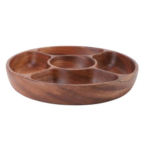 Pilipane Holz Servierschale Walnussholz Holz Großkapazität Multi -Nutzungsplatte für Party -Familie Dinner Holiday Home Erwärmung handgefertigtes glatte Oberflächenfutter sicher (5 Gitter) von Pilipane