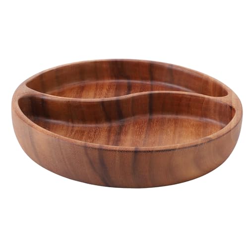Pilipane Holz Servierschale Walnussholz Holz Großkapazität Multi -Nutzungsplatte für Party -Familie Dinner Holiday Home Erwärmung handgefertigtes glatte Oberflächenfutter sicher (Doppelraster) von Pilipane