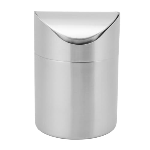 Pilipane Mini-Mülleimer für den Schreibtisch mit Schwingdeckel, kleiner Mülleimer für die Arbeitsplatte, fürs Auto, Büro, 304 Edelstahl, Silber Pilipane Mini-Mülleimer für den Schreibtisch mit Schwingdeckel, kleiner Mülleimer für die Arbeitsplatte, fürs Auto, Büro, 304 Edelstahl, Silber von Pilipane