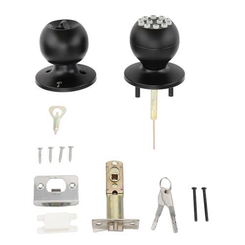 Pilipane Tastatur -Türknauf -Schloss Premium Aluminiumlegierung Edelstahl Elektronischer Eingang Runde Ball Design Mehrfach Passwort Optionen Anti -Peep -Funktion für Apartment Office (Schwarz) von Pilipane