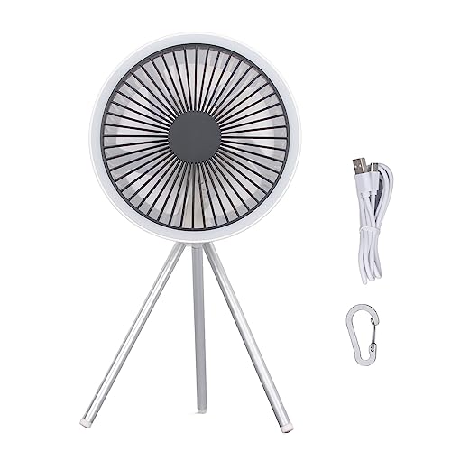 Pilipane Tripod Desk Lüfter USB wiederaufladbare batteriebetriebene 3 -Geschwindigkeits -Verstellbar tragbare Hängelüfter mit Licht für Campingreisen im Innenbereich Outdoor -Reisebüro (Weiß) von Pilipane