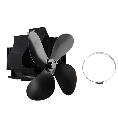 Pilipane Wandmontierte Kaminlüfter angetrieben 4 Blatt Holzofen Lüfter selbst erzeugen keine Strom für Hauskamine Camping im Freien Aktivitäten Aluminiumlegierung Leichtgewicht (Schwarz) von Pilipane