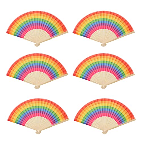 Regenbogen Fächer,bunter Regenbogen Handfächer,dekorativer Handfächer für Performance-Kleidung,Armbänder für Sommer Frauen Männer Pride Month Accessoires von Pilipane