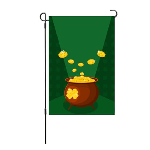 St. Patricks Day Flag doppelseitige irische Gartenflagge Premium wetterfeste Polyester Dekorative Flaggen für Rasen Courtyard Party 45 x 30 cm (S24) von Pilipane