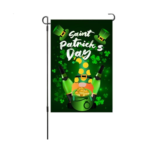 St. Patricks Day Gartenflagge doppelseitige dekorative wetterfeste im Freien 100d Polyester Spring Rasen Hinterhof Party Dekoration Größe 45 x 30 cm (S34) von Pilipane