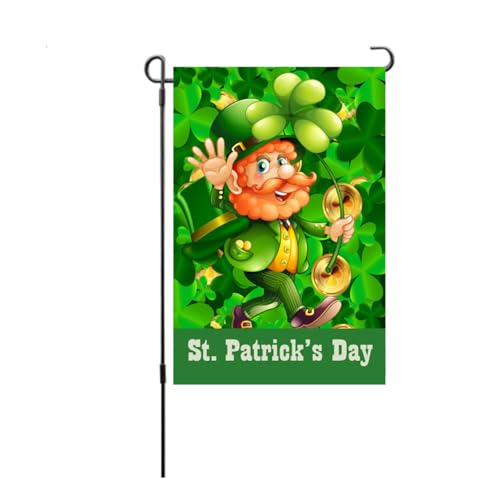 St. Patricks Day Gartenflagge doppelseitige dekorative wetterfeste im Freien 100d Polyester Spring Rasen Hinterhof Party Dekoration Größe 45 x 30 cm (S36) von Pilipane