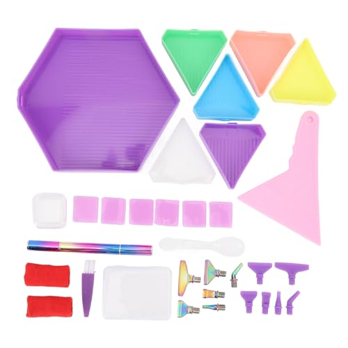 Strasskunstmalerei -Tablett Kit 32 Stücke Sechsexagonaler Tablettsortierer mit Plastik- und Metallstift -Tipps Pinsellöffel Werkzeuge für Strass Malmalerei Mosaik Making Nail Art von Pilipane