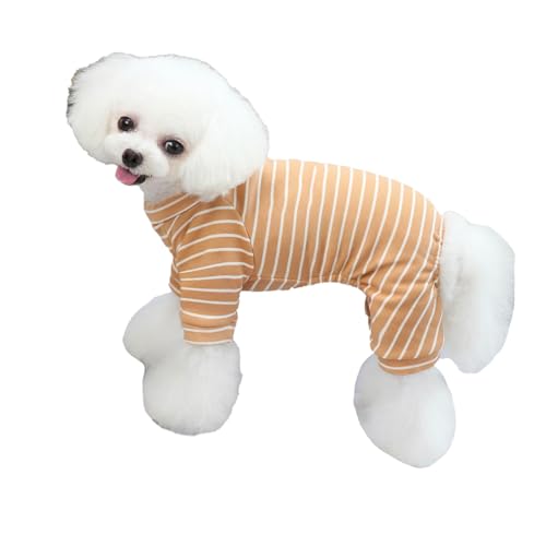 Streifenhund Pyjamas weicher hautfreundlicher Streifenhund Jumpsuit Halten Sie warme Welpenkleidung für Innenräume im Freien (Orange) von Pilipane