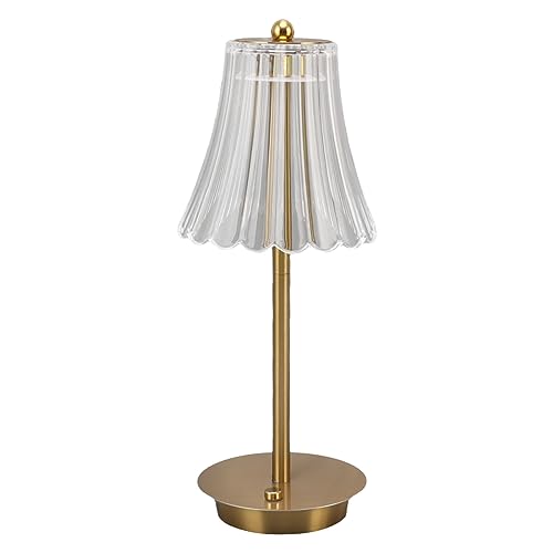 Stufenlos Dimmbare Schreibtischlampe,Kristall Tischlampe Kabellos, Kabellose USB Lade Nachttischlampe Für Bar Schlafzimmer Kupferfarbe von Pilipane