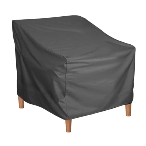 Terrassstuhlabdeckung Hochleistungs wasserdichte staubfeste Möbelabdeckung im Freien mit einstellbaren Gurten für Patio Lounge Chairs Schaukelstühle Oxford Stoff 80x85x91.5 cm (PilipaneFebbx-12) von Pilipane