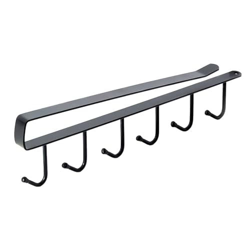 Unterschrankhaken, rostfreies Eisen, 6 Haken, multifunktionaler Aufbewahrungsbügel für Küche, Schlafzimmer, Organizer, platzsparend, langlebiges Eisenmaterial (Schwarz) von Pilipane