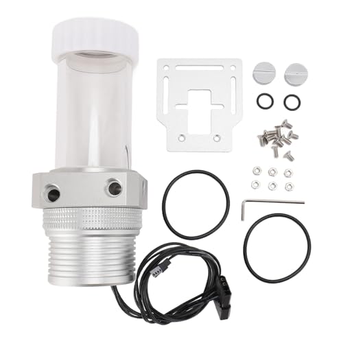 Wasserkühlpumpentank 30 Mesh Filter 1100L/H 5900 U/min G1/4 PC Integrierter Pumpentank für Wasserkühlsystem Aluminiumlegierung Acrylpom 200ml (Silber) von Pilipane