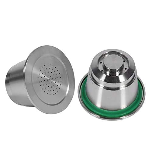 nachfüllbare wiederverwendbare Kaffeekapsel mit Löffel,Edelstahl-Kaffeekapsel, Kaffeemaschinenteile, für Nespresso-Maschine, Kaffeekapsel Nespresso-Kaffeekapsel rostfreie nachfüllbare Nespresso-K von Pilipane