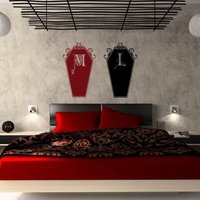 Ewige Liebe Paare Sarg Set-Custom Monogramm Vinyl Aufkleber Wand Kunst-Gothic Art von Pillboxdesigns