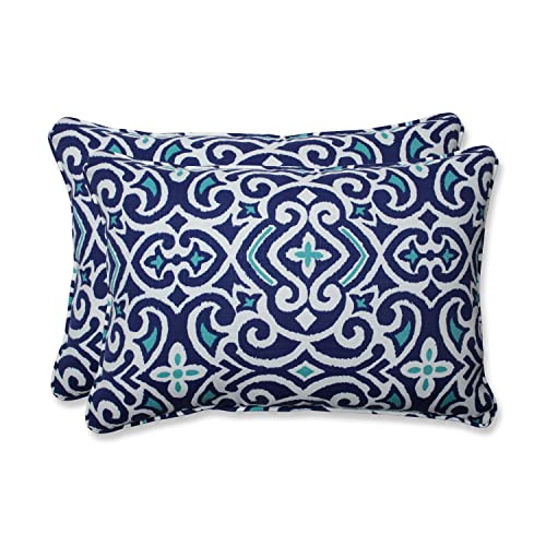 Kissen Perfect Outdoor | Indoor Damast Marine Lendenkissen in Übergröße 24.5" x 16.5" blau von Pillow Perfect