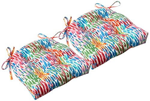 Kissen Perfect Outdoor | Indoor Make It Rain Zinnia Wendestuhlkissen (2er-Set) blau 16 x 15,5 x 4 von Pillow Perfect