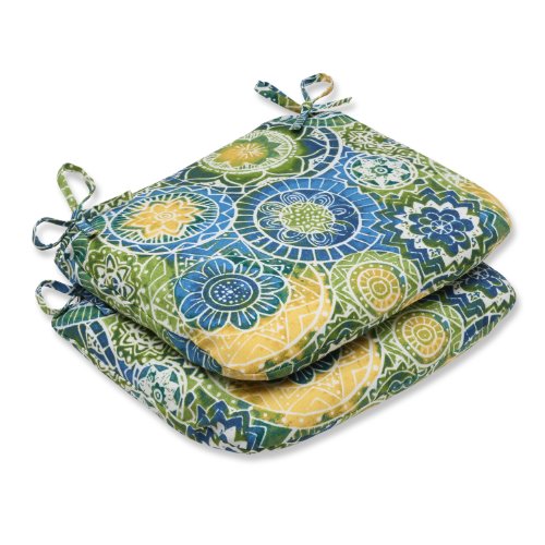 Kissen Perfect Outdoor Omnia Lagoon Sitzkissen, runde Ecken 18.5" x 15.5" blau von Pillow Perfect