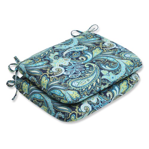 Kissen Perfect Outdoor Pretty Paisley Abgerundete Ecken, Marineblau, Set für 2 von Pillow Perfect