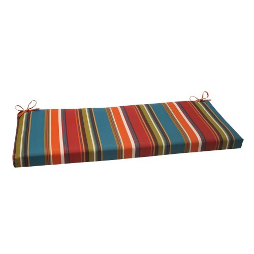 PERFECT PILLOW Gestreiftes Sofakissen mit Bändern für drinnen und draußen Wetter-und lichtbeständig, Polyester, Rot/Braun Westport, 18" x 45" von Pillow Perfect