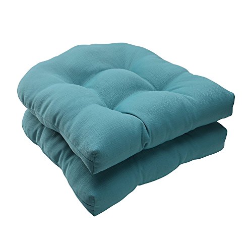 Perfect Pillow Kissen perfekt 507088 Outdoor Forsyth Geflecht Sitzkissen in türkis – Set von 2 – türkis von Pillow Perfect