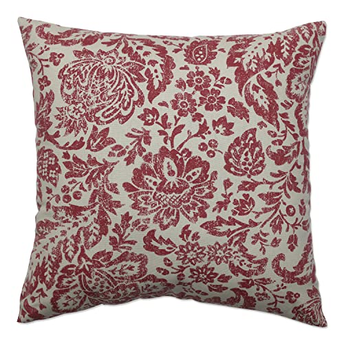 Pillow Perfect Dekoratives Damast-Kissen, quadratisch, 45,7 x 45,7 cm, Rot/Hellbraun von Pillow Perfect