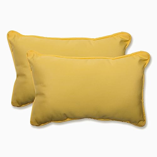 Pillow Perfect Indoor Outdoor Rechteckiges Überwurfkissen (2er Set) mit Sonnenschirm Canvas Buttercup Stoff 45,72 cm L x 29 cm. Breite: 12,7 cm. D von Pillow Perfect