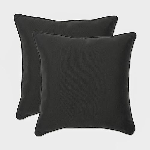 Pillow Perfect Outdoor Fresco Überwurfkissen mit Kordel, 47 cm, Schwarz, 2 Stück von Pillow Perfect