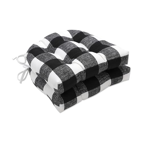 Pillow Perfect Outdoor | Indoor Anderson Matte Große Stuhlkissen (2er-Set) 17,5 x 16,5 x 4, schwarz von Pillow Perfect