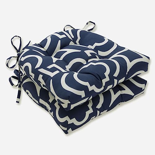 Pillow Perfect Outdoor | Indoor Carmody Navy Große Stuhlkissen (2er-Set) 17,5 x 16,5 x 4, Blau von Pillow Perfect