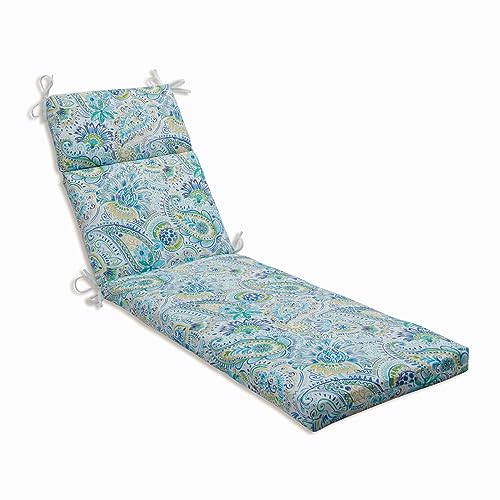 Pillow Perfect Outdoor | Indoor Gilford Baltic Chaiselongue Kissen, Polyester, blau, 72.5 in. L X 21 in. W X 3 in. D von Pillow Perfect