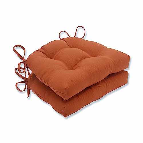 Pillow Perfect Outdoor | Indoor Solid Cinnabar Large Chairpad (Set Of 2), 17.5 X 16.5 X 4, Orange von Pillow Perfect