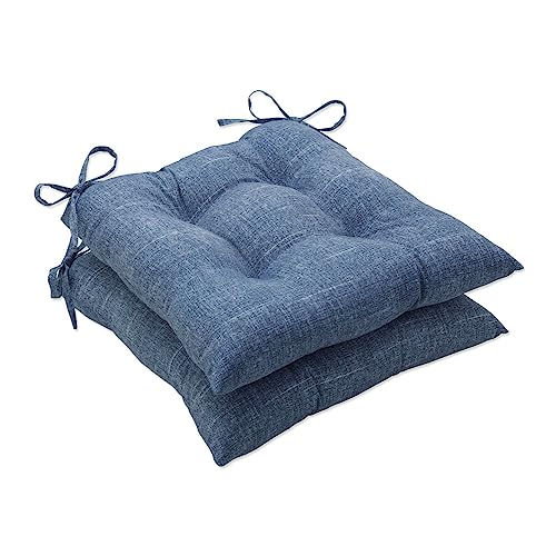 Pillow Perfect Outdoor | Indoor Tory Denim Sitzkissen aus Schmiedeeisen (2 Stück), 19 x 18,5 x 5, Blau von Pillow Perfect