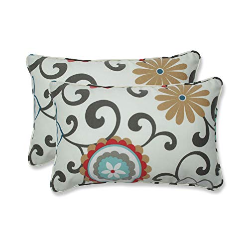 Pillow Perfect Outdoor Pom Pom Play Peachtini Rectangular Throw Pillow, Set of 2 by Pillow Perfect von Pillow Perfect
