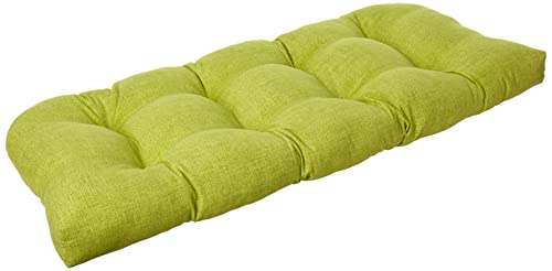 Pillow Perfect Pompeii Solid Indoor/Outdoor Wicker Patio Sofa/Swing Cushion Tufted, Weather and Fade Resistant, 19" x 44", Green von Pillow Perfect