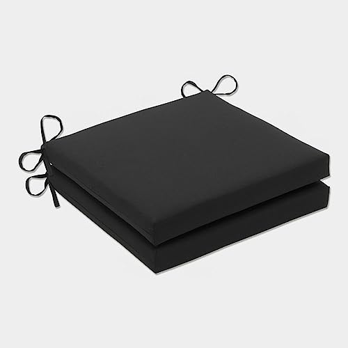 Pillow Perfect Sitzkissen für Innen- und Außenbereich, Fresko, quadratisch, Schwarz, 2 Stück, Schwarz, 20 in. L X 20 in. W X 3 in. D von Pillow Perfect