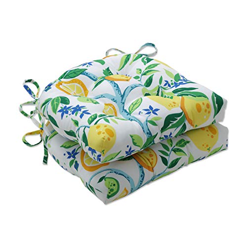 Pillow Perfect Wendbare Stuhlauflage für den Innenbereich, Zitronenbaum, Gelb, 39,9 x 40,6 x 10,2 cm, 2 Stück von Pillow Perfect