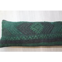 10x42 Kelim Kissen, Grünes Lumbar Langes Ethno Bettkissen Bezug, Boho/P-3184 von Pillow2Go