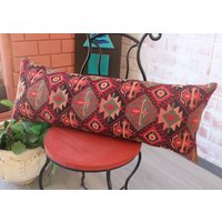 12x34 Ethno Lumbar Kissen, Kelim Design Kissenbezug, Deckelkissen, Boho Kilim Kissenbezug/P-2699 von Pillow2Go