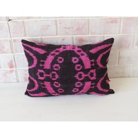 14x20 Samt Kissen, Ikat Rosa Kissen Pink-Burgunder Ethno Pink Kissenbezug/P-3338 von Pillow2Go