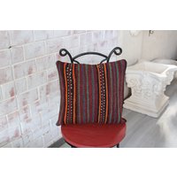 16x16 Kelim Kissen, Gestreiftes Ethno Kissenbezug, Boho Stil Dekoration/P-2236 von Pillow2Go