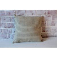 Beige Gestreiftes Wollkissen, Handgewebtes Ethno Wolle Kissenbezug, Sofakissen, Dekokissen/P-3130-3131 von Pillow2Go