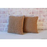 Faux Wolle Kissen, Camel Farbe Kissenbezug, Beige Kissenbezug/P-3084-3085-3082 15x15 von Pillow2Go