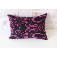 Rosa Samt Kissen, Ikat Ethno Boho Kissenbezug/12x20 P-3340 von Pillow2Go